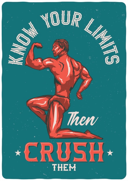 T-shirt or poster  with illustration of bodybuilder