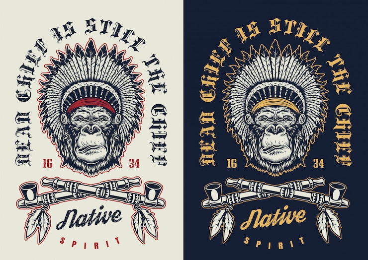 Free Vector t-shirt print with gorilla concept