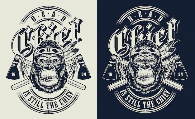 Vettore gratuito stampa t-shirt con il concetto di gorilla