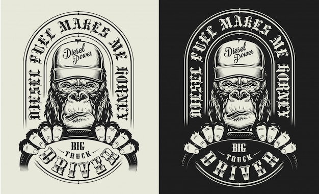 Vettore gratuito stampa t-shirt con il concetto di gorilla