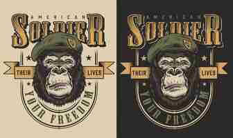 Free vector t-shirt print with gorilla concept