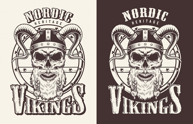 Free Vector t-shirt print with viking head
