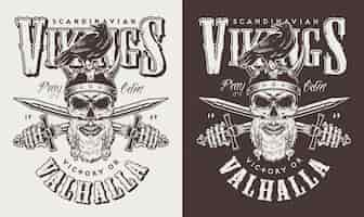 Free vector t-shirt print with viking head