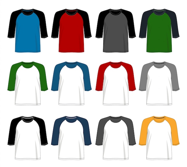 Download Premium Vector T Shirt Raglan 3 4 Template