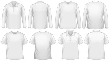 Бесплатное векторное изображение Шаблон футболки с длинным и коротким рукавом