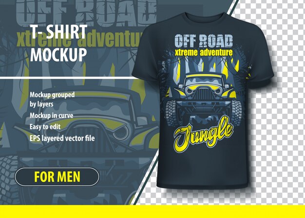 Download Premium Vector T Shirt Template With Off Road Extreme Adventure Jungle PSD Mockup Templates