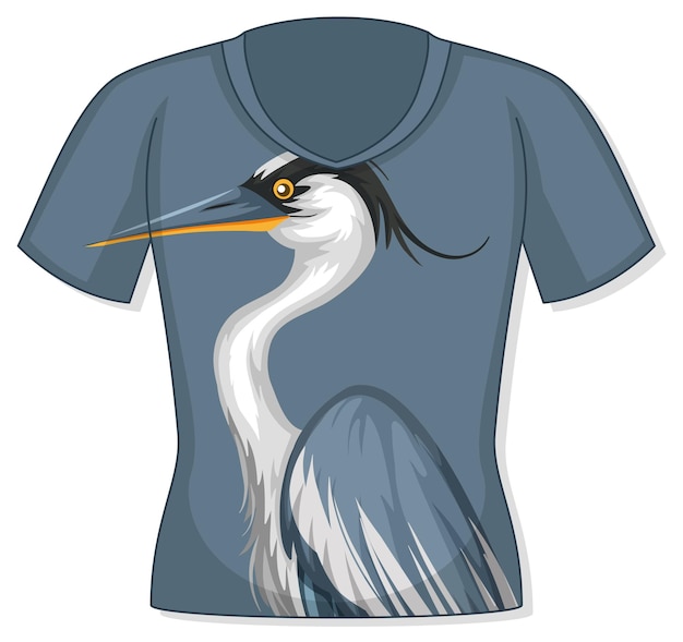 鷺鳥柄のTシャツ