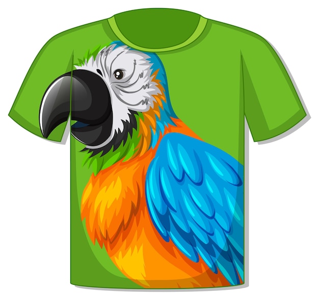 Free vector t-shirt with parrot bird pattern