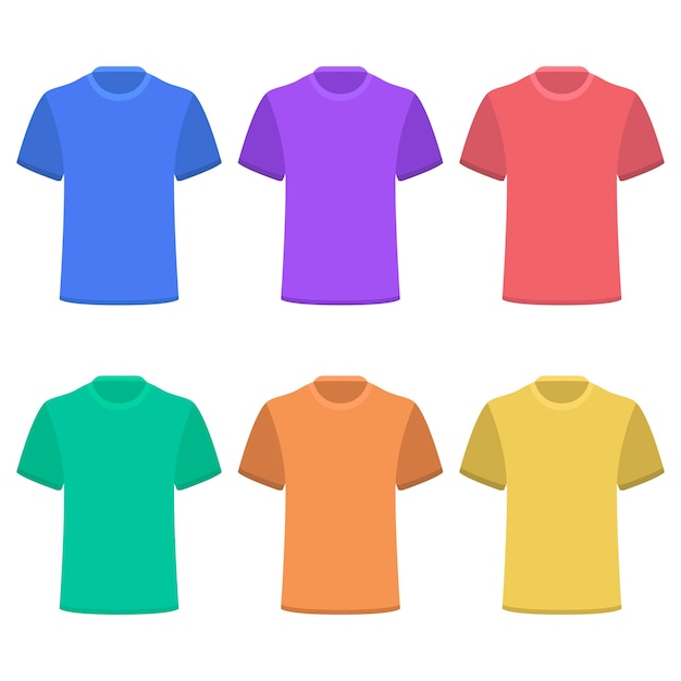 Free vector t shirts flat style multi colours