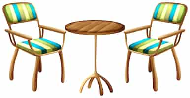 Free vector table and chair furnitures