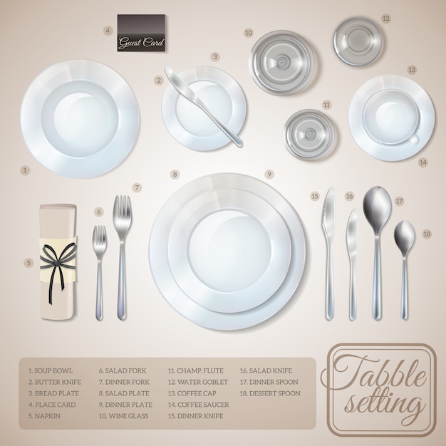 Free vector table setting infographics