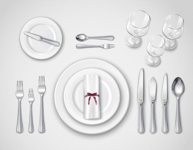 Table Setting Realistic Top View