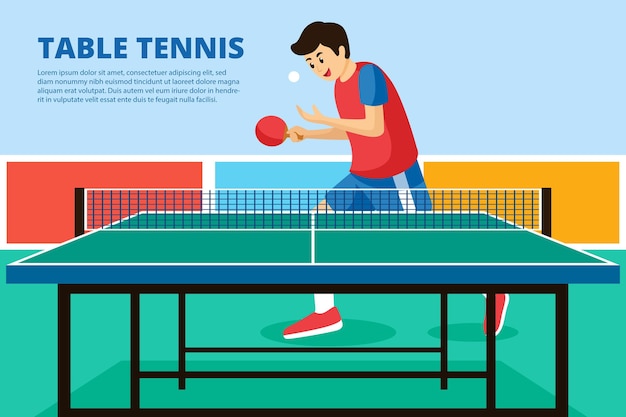 Illustrazione di concetto di ping-pong con il giocatore