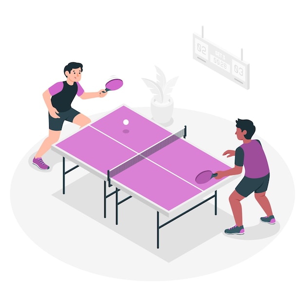 Vettore gratuito illustrazione di concetto di ping-pong