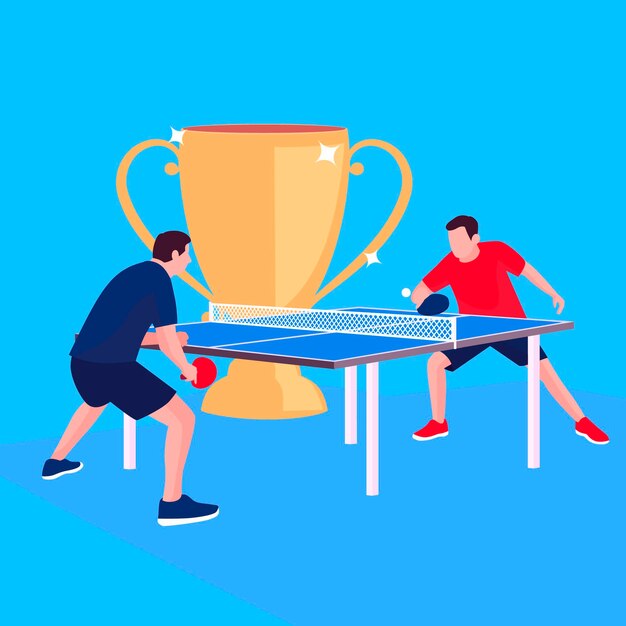 Table tennis concept with trophy