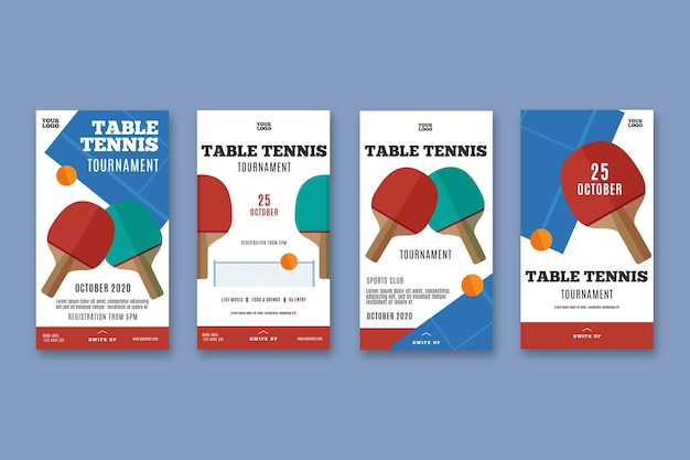 Free vector table tennis instagram stories template