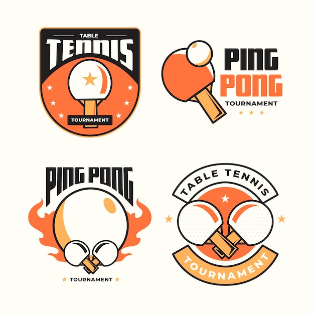 Бесплатное векторное изображение Коллекция логотипов для настольного тенниса