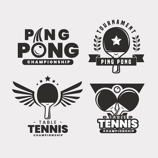 Бесплатное векторное изображение Набор логотипов для настольного тенниса