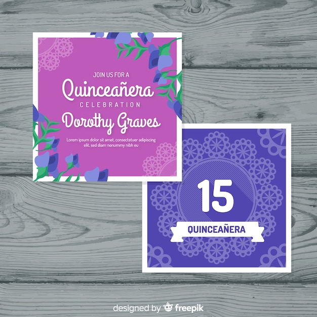 Free vector tablecloth quinceanera party card