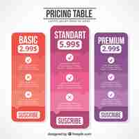 Free vector tables web elements of different plans