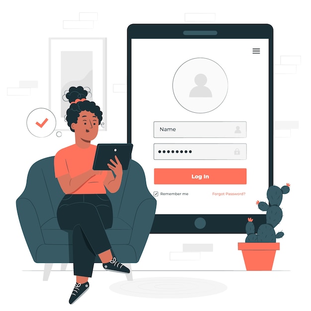 Free vector tablet login concept illustration