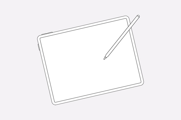 Tablet outline, blank screen, digital device vector illustration
