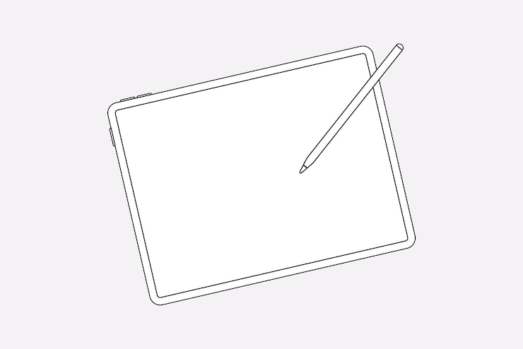 Free Vector tablet outline, blank screen, digital device vector illustration