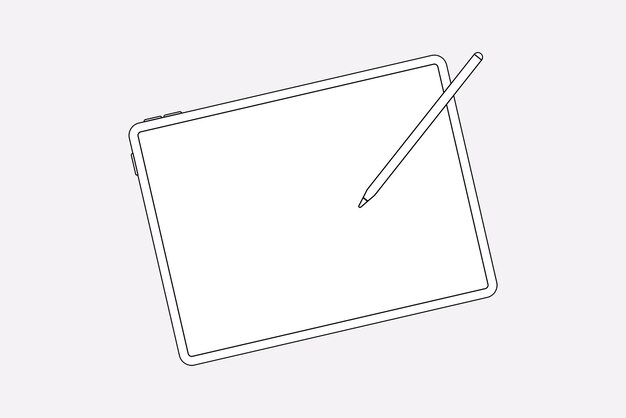 Tablet outline, blank screen, digital device vector illustration