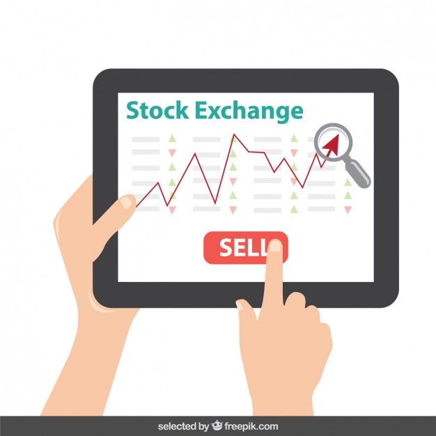 Free vector tablet with stock exchange graphic on screen