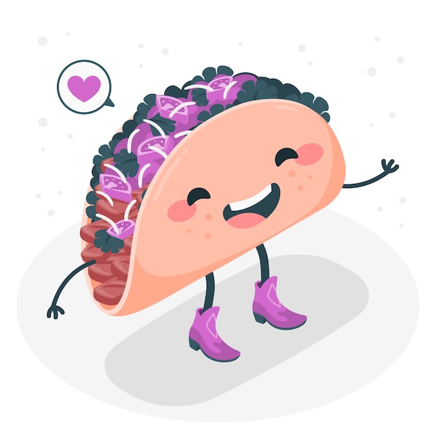 Vettore gratuito illustrazione del concetto di personaggio taco