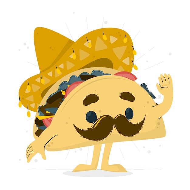 Vettore gratuito illustrazione del concetto di personaggio taco