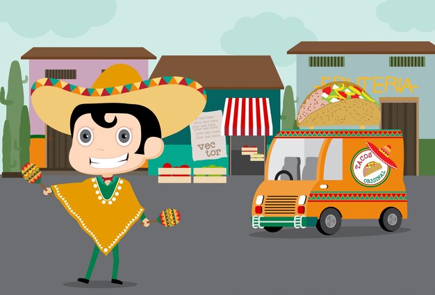 Free vector taco man delivery mexican food