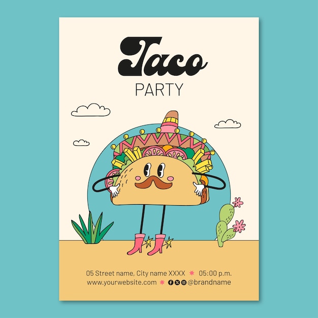 Free Vector taco party invitation design