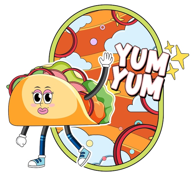 Free vector taco with word yum expression