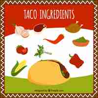 Vettore gratuito tacos ingredienti essenziali