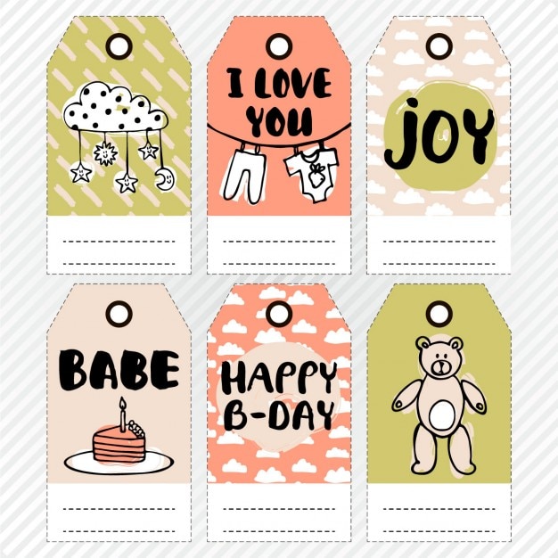 Free vector tags for baby shower