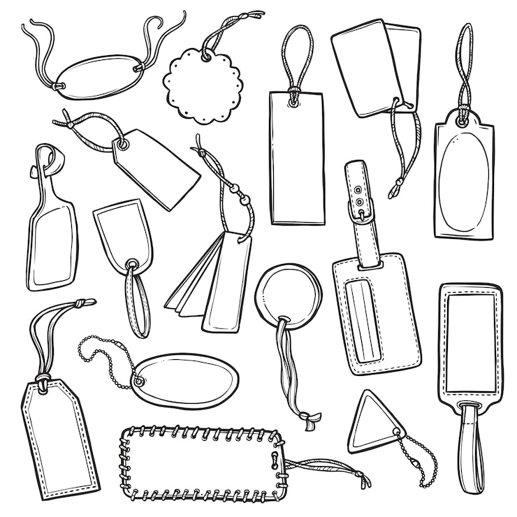 Free Vector tags sketch set