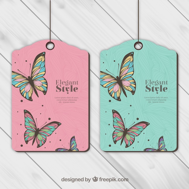 Tags with butterflies