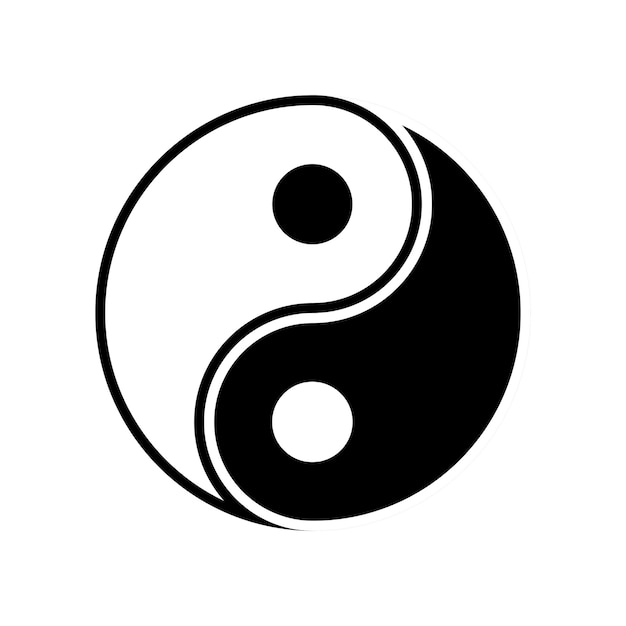 Taijitu symbol black and white yin yang on a white background