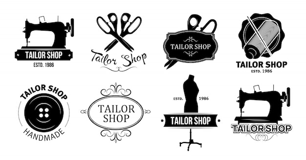 Tailor shop logos set