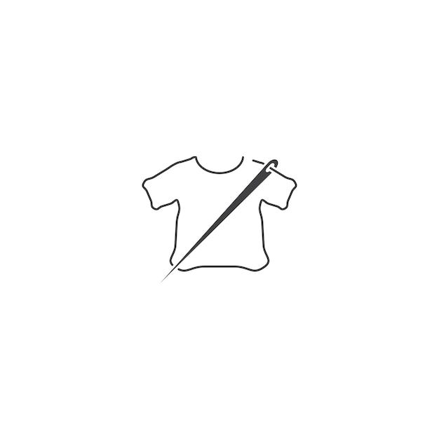 Tailor, t-shirt with needle, clothing production. vector logo icon template Premium Vector