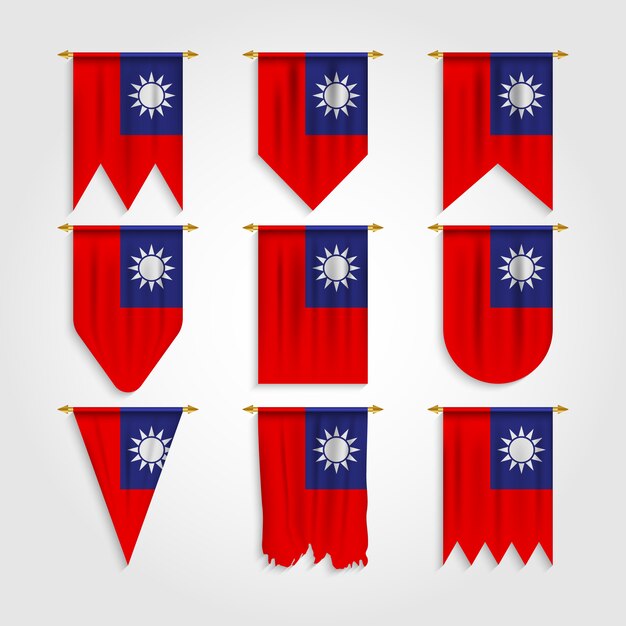 Taiwan flag in different shapes, flag of taiwan in various shapes