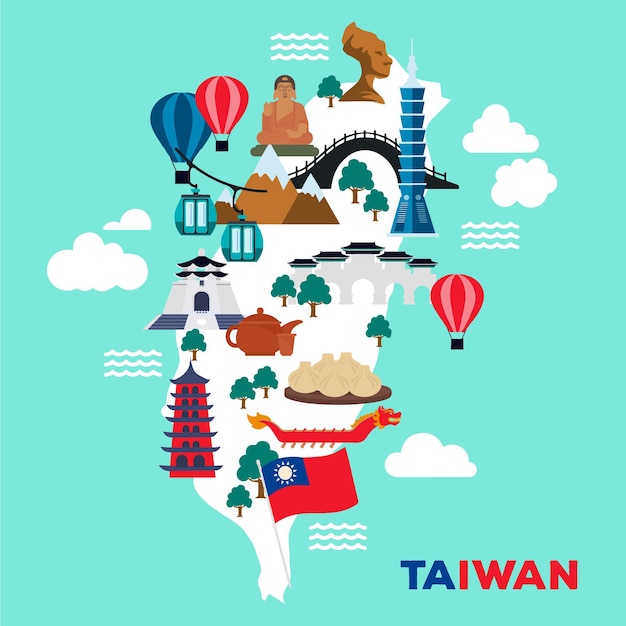 ランドマークと台湾の地図