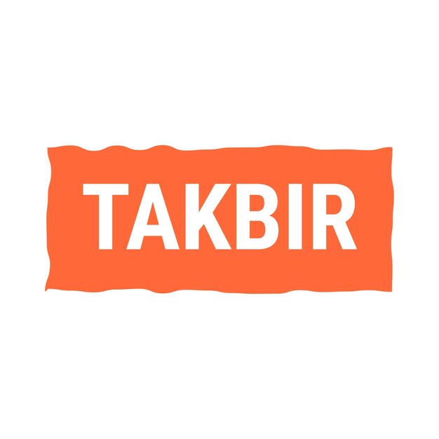 Takbir allahu akbar orange vector callout banner con chiamata alla preghiera per il ramadan