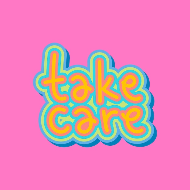 Free vector take care typography illustrated on a pink background vector