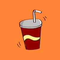 Free vector takeaway cold drink doodle vector