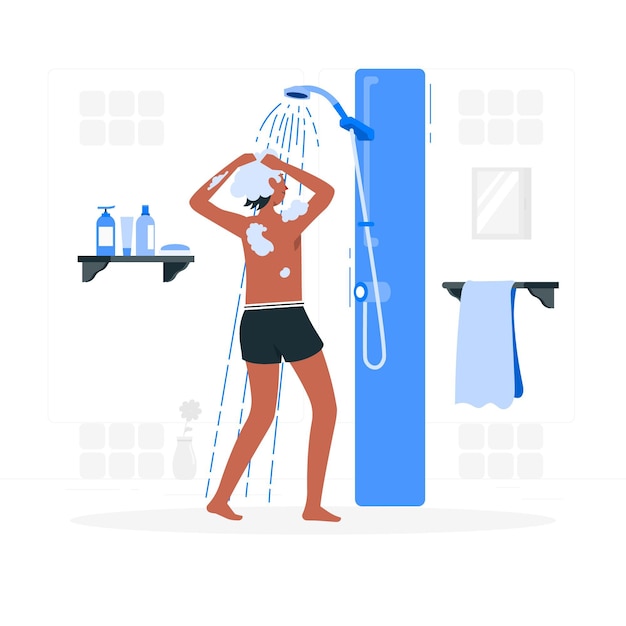 Taking a shower concept illustration