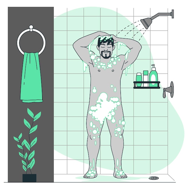 Taking a shower concept illustration