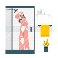 Taking a shower concept illustration