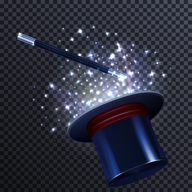 Free vector tale composition with magic wand and magician hat